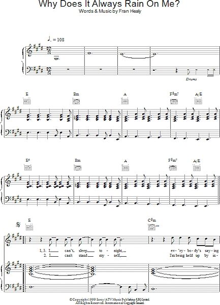open zoom image for Why Does It Always Rain On Me? - Piano/Vocal/Guitar, New, Main