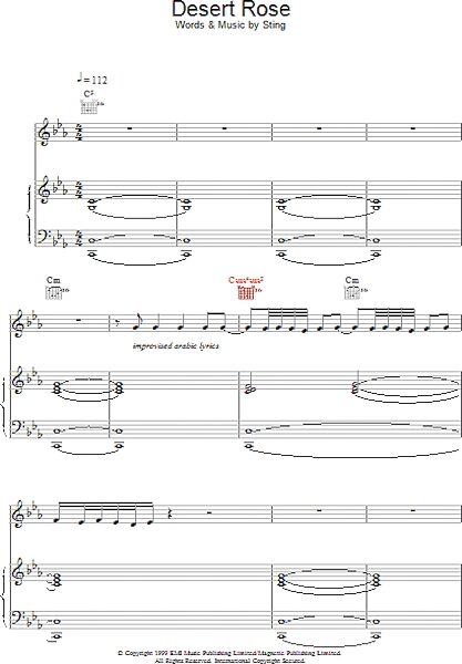open zoom image for Desert Rose - Piano/Vocal/Guitar, New, Main