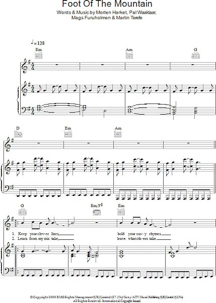 open zoom image for Foot Of The Mountain - Piano/Vocal/Guitar, New, Main