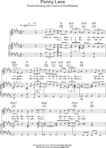 open zoom image for Penny Lane - Piano/Vocal/Guitar, New, Main