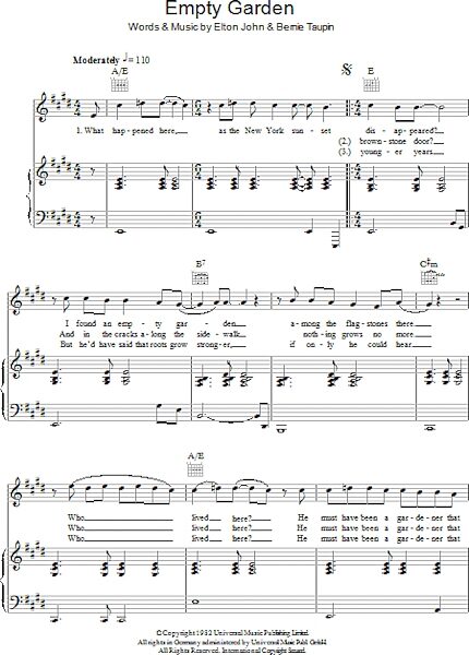 open zoom image for Empty Garden - Piano/Vocal/Guitar, New, Main