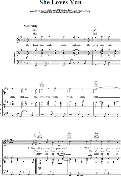 open zoom image for She Loves You - Piano/Vocal/Guitar, New, Main