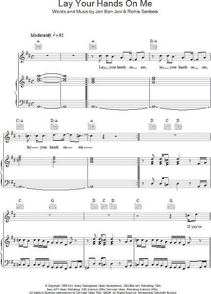 open zoom image for Lay Your Hands On Me - Piano/Vocal/Guitar, New, Main