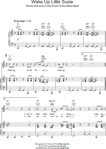 open zoom image for Wake Up Little Susie - Piano/Vocal/Guitar, New, Main