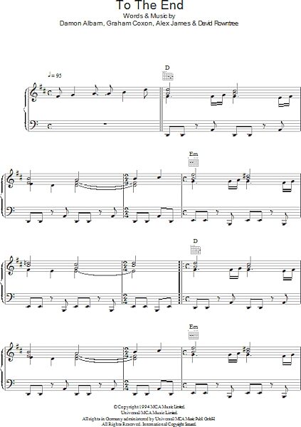 open zoom image for To The End - Piano/Vocal/Guitar, New, Main