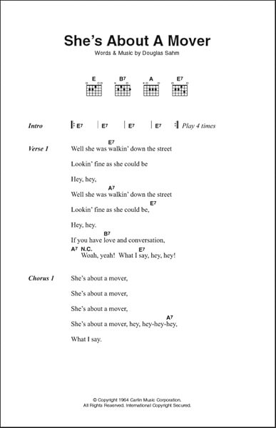 open zoom image for She's About A Mover - Guitar Chords/Lyrics, New, Main