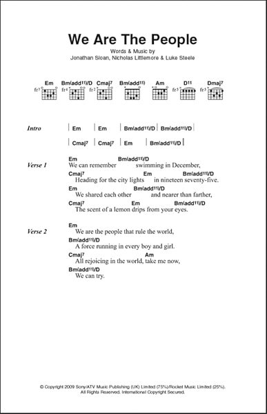 open zoom image for We Are The People - Guitar Chords/Lyrics, New, Main
