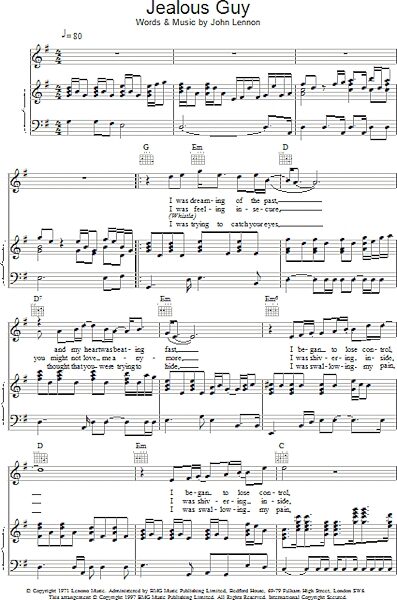 open zoom image for Jealous Guy - Piano/Vocal/Guitar, New, Main