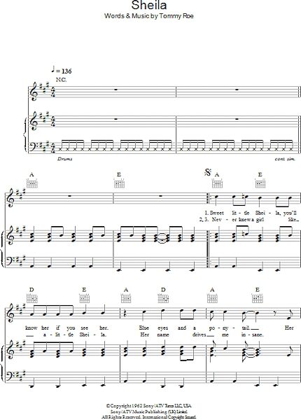 open zoom image for Sheila - Piano/Vocal/Guitar, New, Main