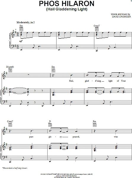 open zoom image for Phos Hilaron (Hail Gladdening Light) - Piano/Vocal/Guitar, New, Main