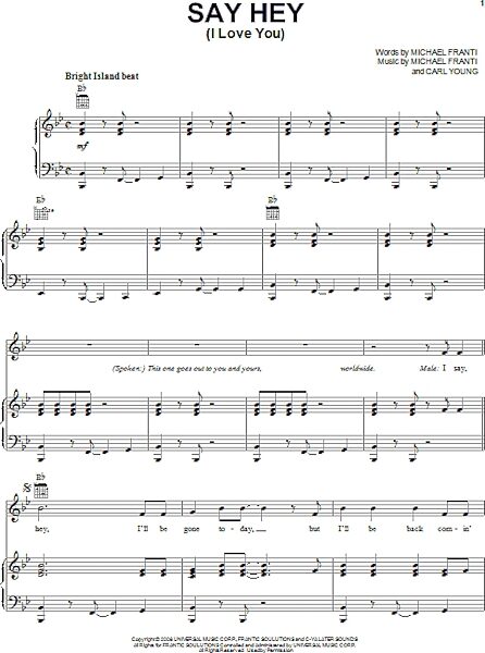 open zoom image for Say Hey (I Love You) - Piano/Vocal/Guitar, New, Main