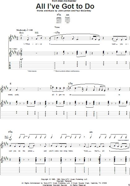 open zoom image for All I've Got To Do - Guitar TAB, New, Main