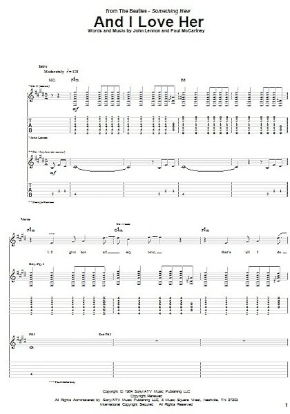 open zoom image for And I Love Her - Guitar TAB, New, Main