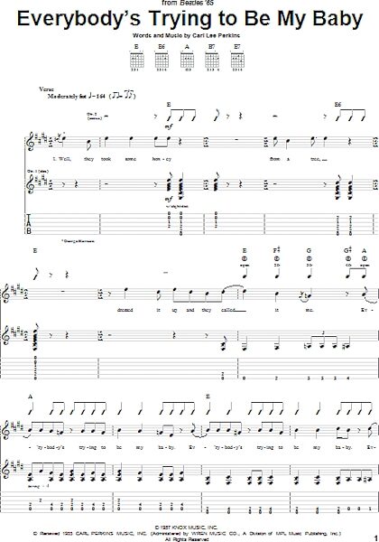 open zoom image for Everybody's Trying To Be My Baby - Guitar TAB, New, Main
