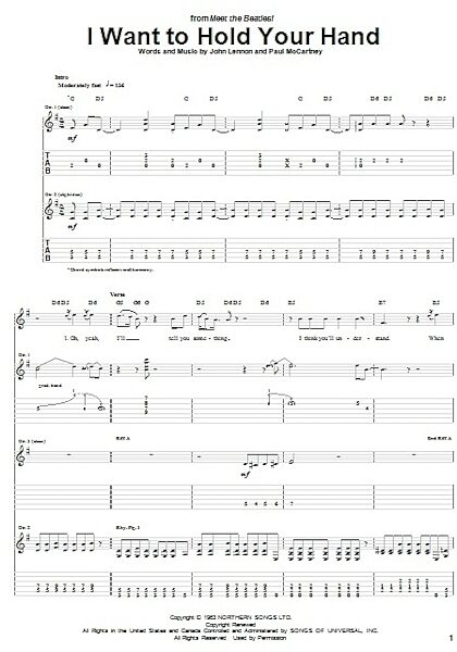 open zoom image for I Want To Hold Your Hand - Guitar TAB, New, Main