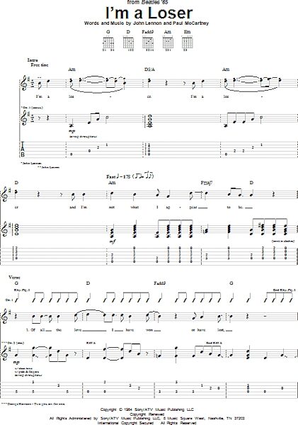open zoom image for I'm A Loser - Guitar TAB, New, Main