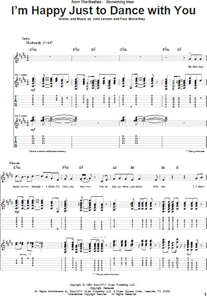 open zoom image for I'm Happy Just To Dance With You - Guitar TAB, New, Main