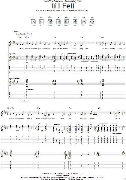 open zoom image for If I Fell - Guitar TAB, New, Main