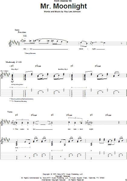 open zoom image for Mr. Moonlight - Guitar TAB, New, Main