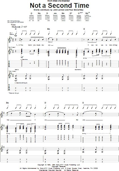 open zoom image for Not A Second Time - Guitar TAB, New, Main
