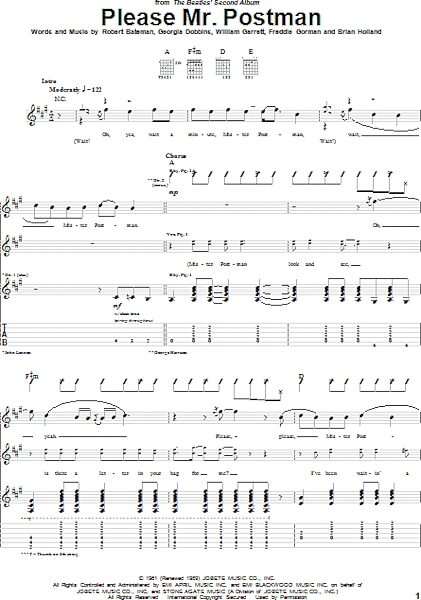 open zoom image for Please Mr. Postman - Guitar TAB, New, Main