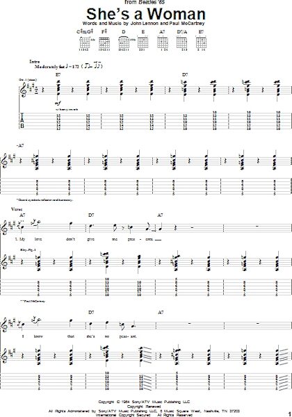 open zoom image for She's A Woman - Guitar TAB, New, Main