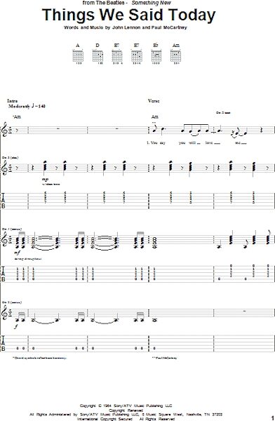 open zoom image for Things We Said Today - Guitar TAB, New, Main