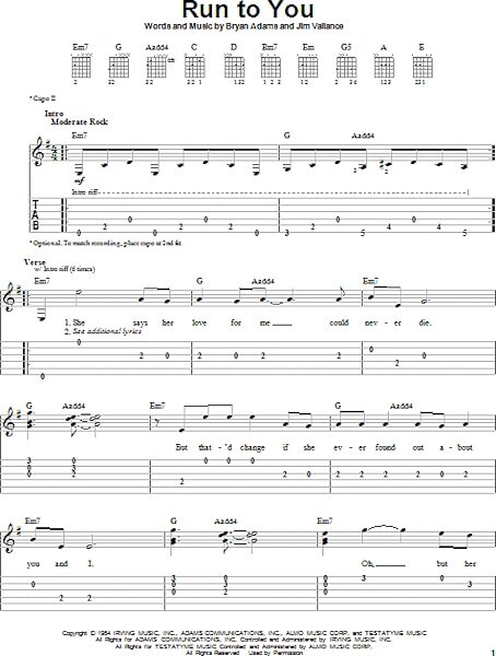 open zoom image for Run To You - Easy Guitar with TAB, New, Main