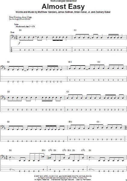 open zoom image for Almost Easy - Bass Tab, New, Main