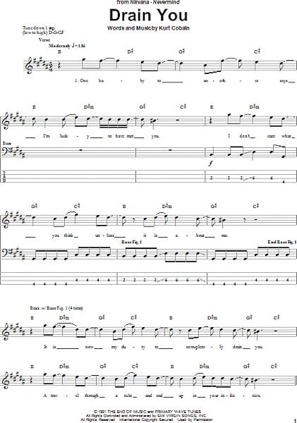 open zoom image for Drain You - Bass Tab, New, Main