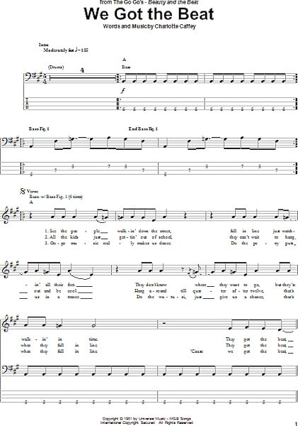 open zoom image for We Got The Beat - Bass Tab, New, Main