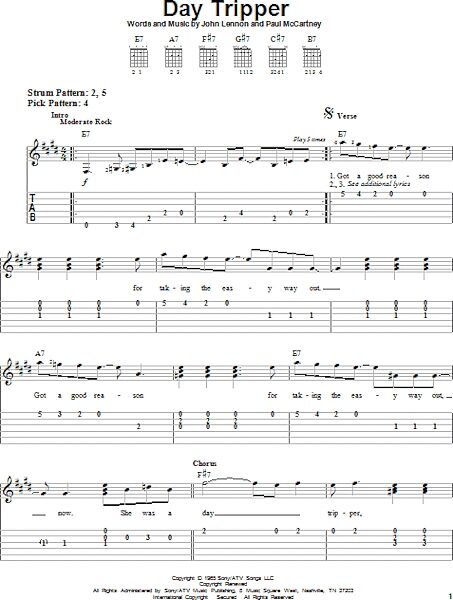 open zoom image for Day Tripper - Easy Guitar with TAB, New, Main