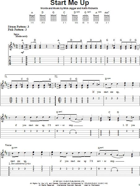 open zoom image for Start Me Up - Easy Guitar with TAB, New, Main