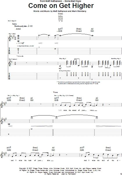 open zoom image for Come On Get Higher - Guitar TAB, New, Main
