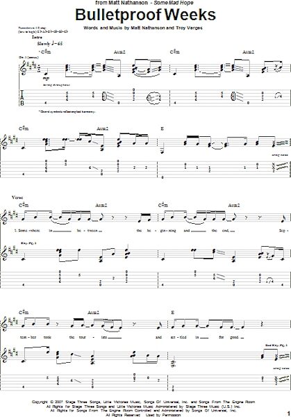 open zoom image for Bulletproof Weeks - Guitar TAB, New, Main