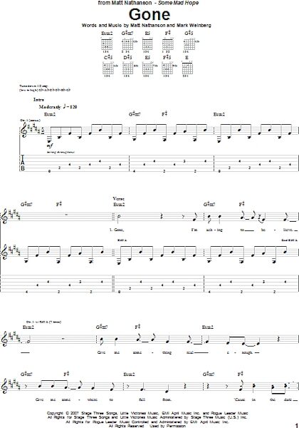 open zoom image for Gone - Guitar TAB, New, Main