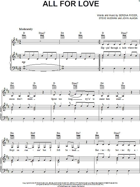 open zoom image for All For Love - Piano/Vocal/Guitar, New, Main