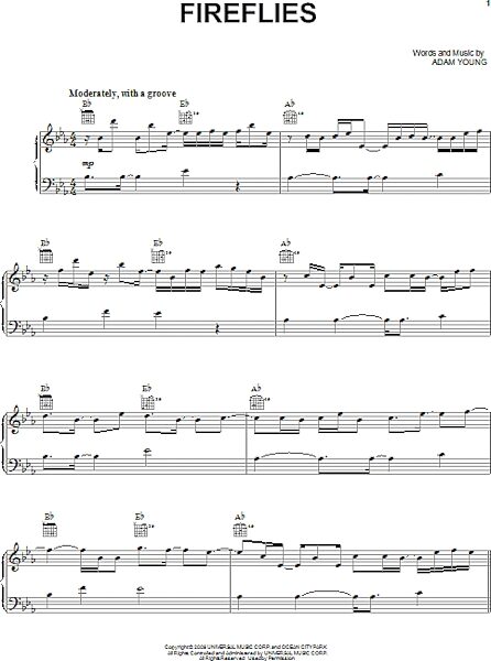 open zoom image for Fireflies - Piano/Vocal/Guitar, New, Main