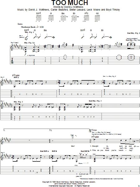 open zoom image for Too Much - Guitar TAB, New, Main