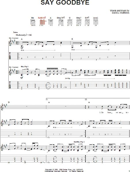 open zoom image for Say Goodbye - Guitar TAB, New, Main