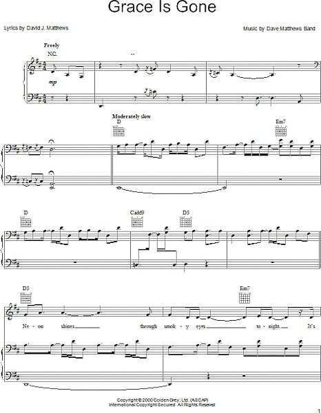 open zoom image for Grace Is Gone - Piano/Vocal/Guitar, New, Main