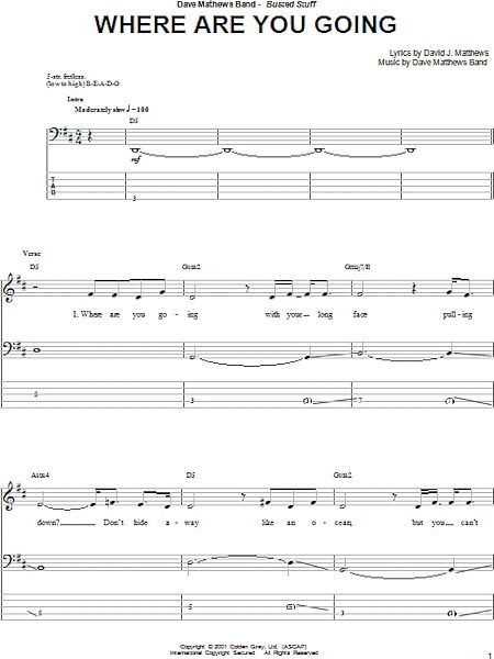 open zoom image for Where Are You Going - Bass Tab, New, Main