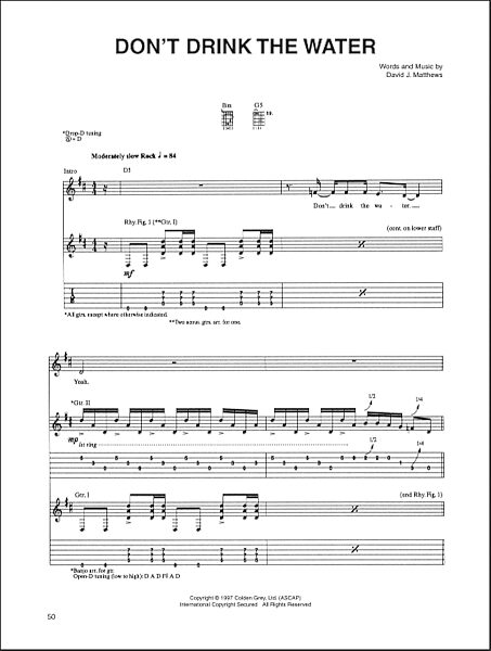 open zoom image for Don't Drink The Water - Guitar TAB, New, Main