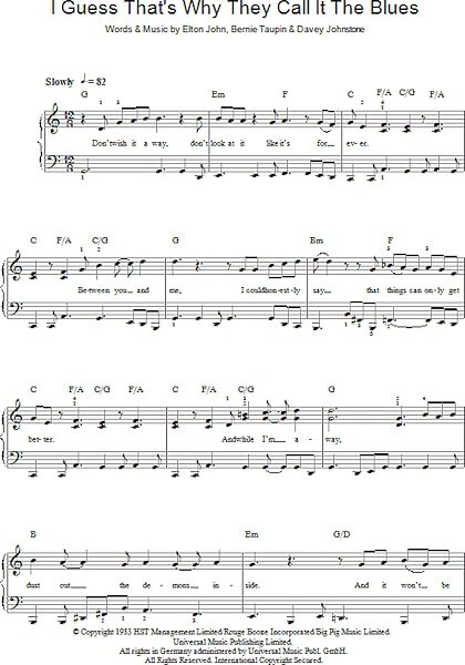 open zoom image for I Guess That's Why They Call It The Blues - Easy Piano, New, Main
