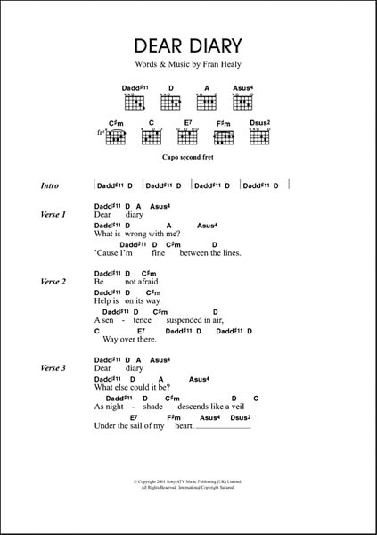 open zoom image for Dear Diary - Guitar Chords/Lyrics, New, Main