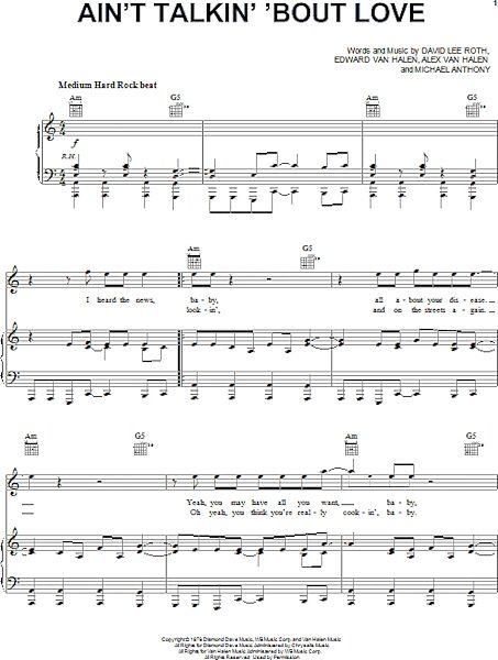open zoom image for Ain't Talkin' 'Bout Love - Piano/Vocal/Guitar, New, Main