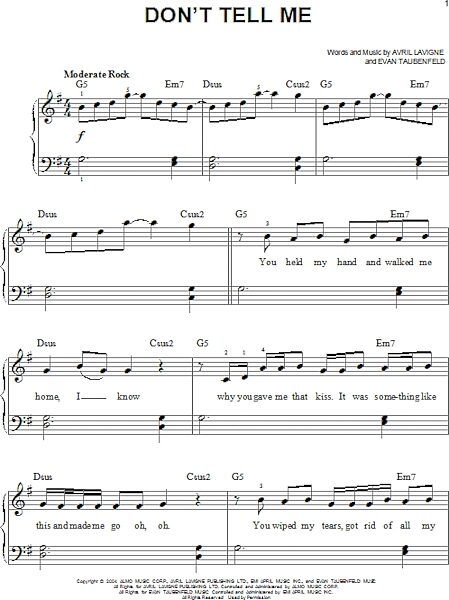 open zoom image for Don't Tell Me - Easy Piano, New, Main