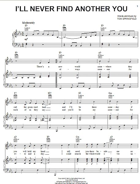open zoom image for I'll Never Find Another You - Piano/Vocal/Guitar, New, Main