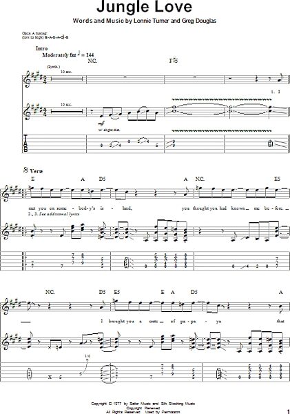 open zoom image for Jungle Love - Guitar Tab Play-Along, New, Main