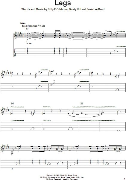 open zoom image for Legs - Guitar Tab Play-Along, New, Main